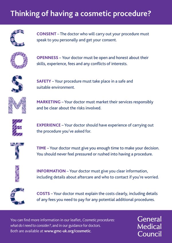 GMC Poster - Advice for Cosmetic Patients